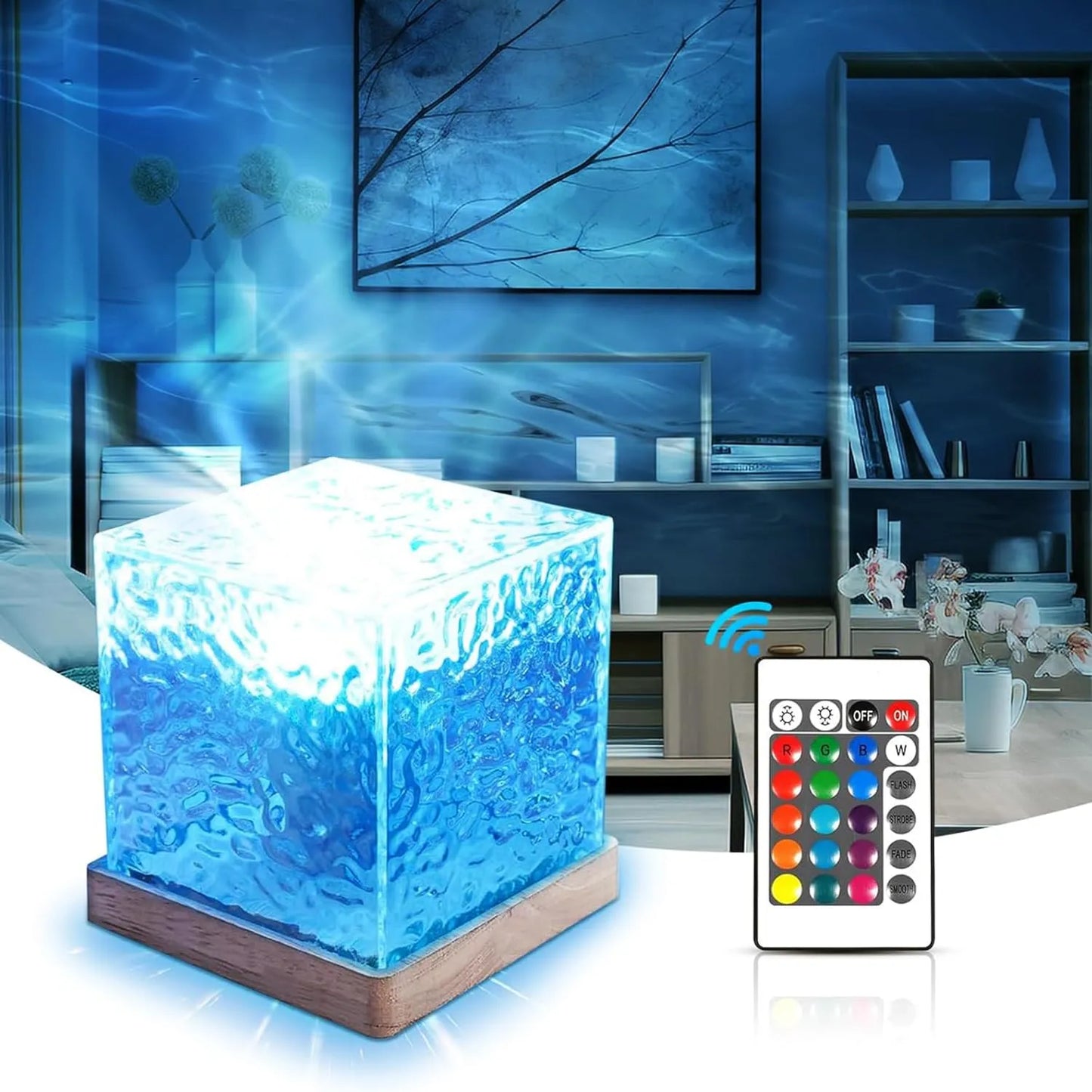 Projector Lights Ocean Wave, Romantic Warm Ocean Wave Water Night Light Projector 3D Water Wave Effect, Romantic LED Light Projector Projection Lamps Crystal Table Lamp for Bedroom Decor