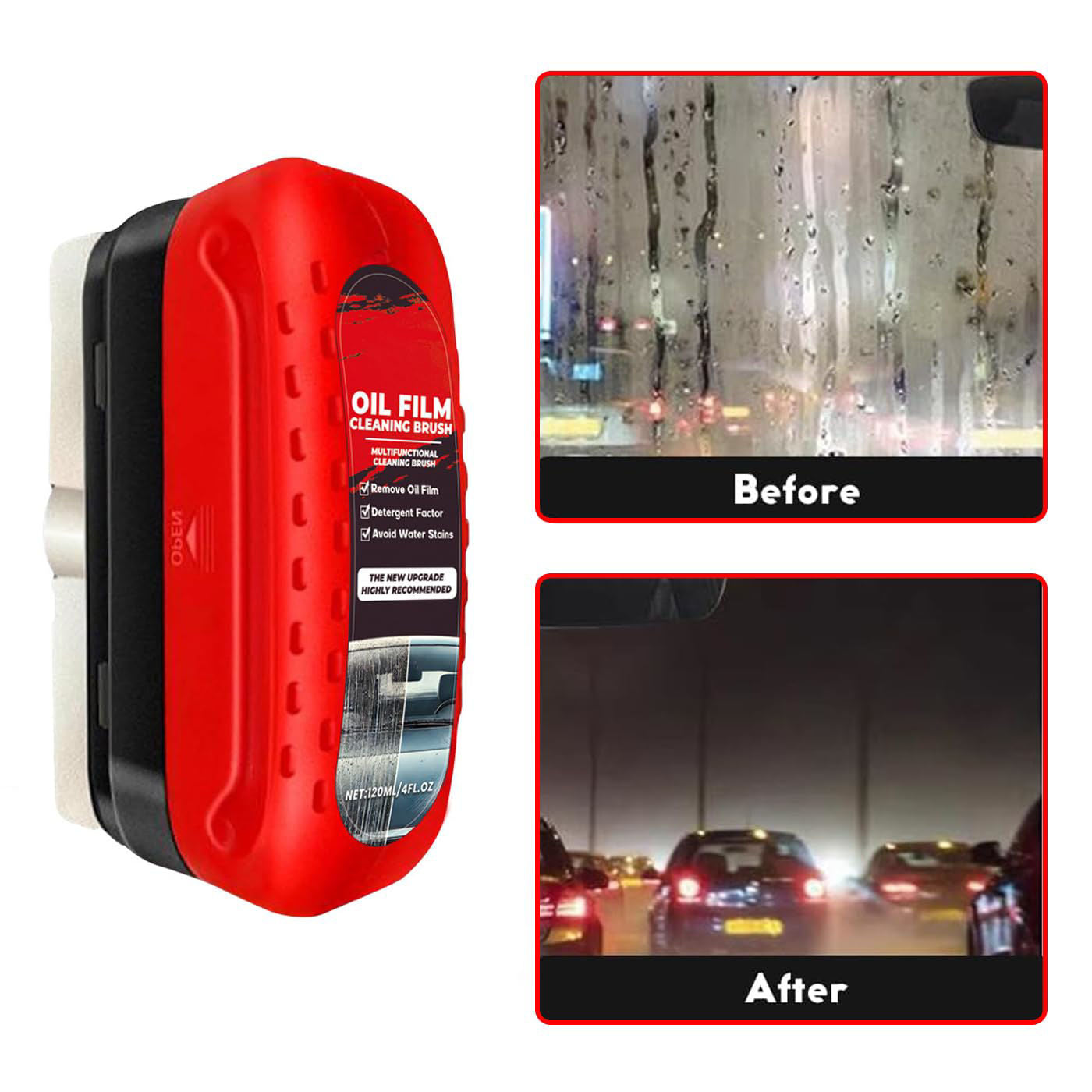 Automotive Oil Film Cleaning Brush | Compact Car Glass Oil Film Remover | Window Cleaner for Clear Vision