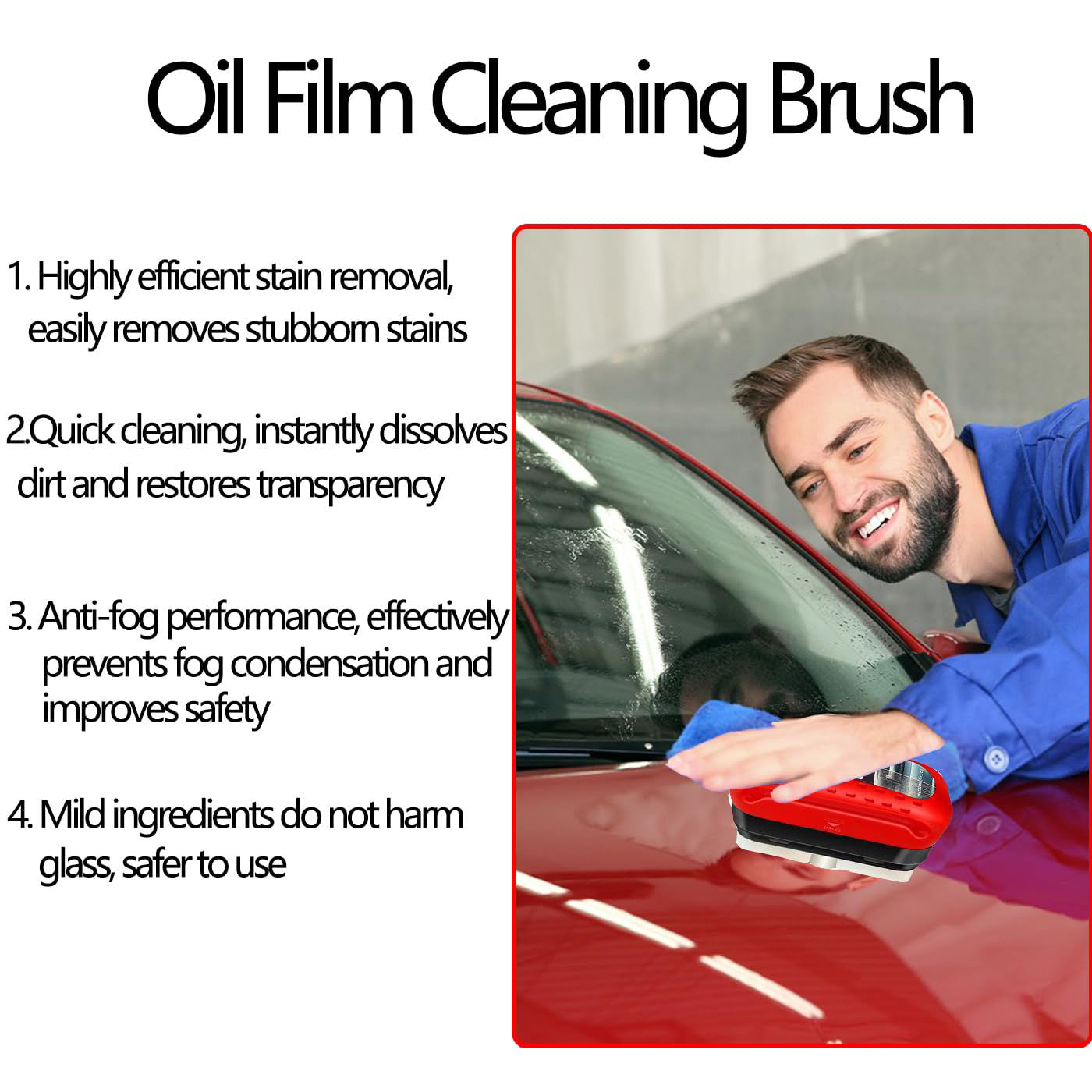 Automotive Oil Film Cleaning Brush | Compact Car Glass Oil Film Remover | Window Cleaner for Clear Vision