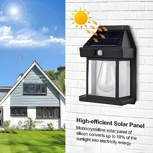 Solar Wall Bulb with Motion Sensor | LED Outdoor Garden Wall Light | IP65 Waterproof Solar Wall Lamp