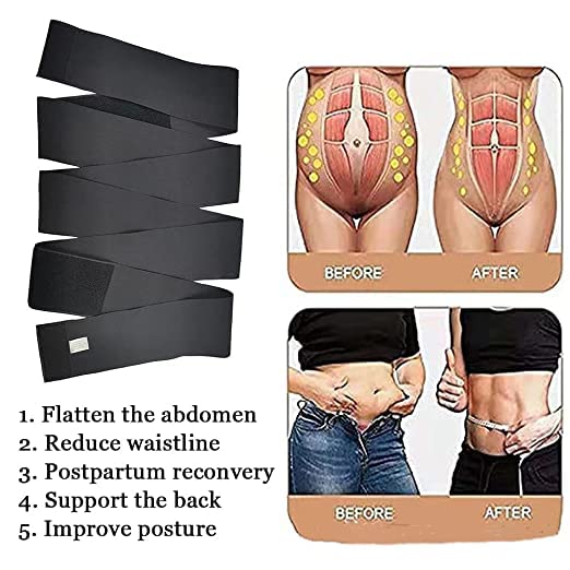 Waist Belt Elastic Band | Weight Loss Flat Belly Belt | Abdominal Belt for Post-Delivery Tummy Reduction | Tummy Wrap Waist Trainer (2 Meter)