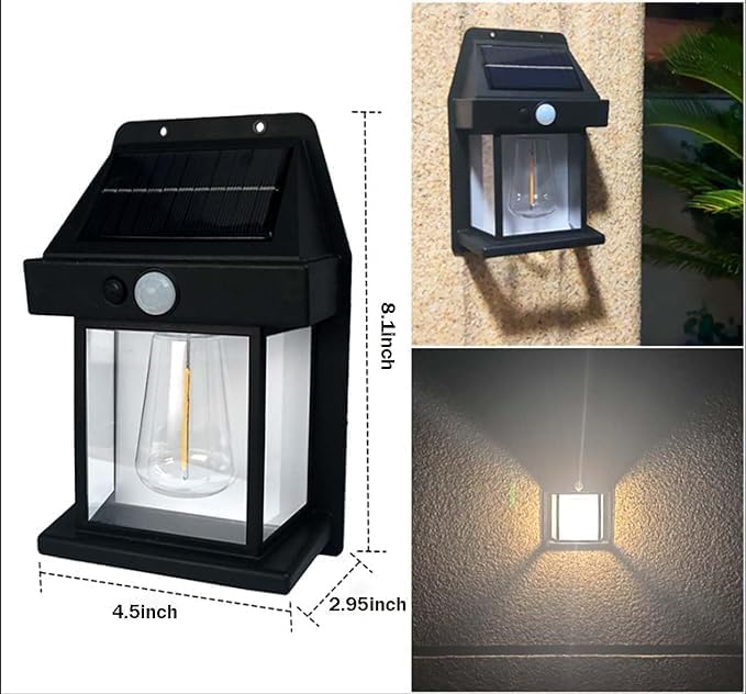 Solar Wall Bulb with Motion Sensor | LED Outdoor Garden Wall Light | IP65 Waterproof Solar Wall Lamp