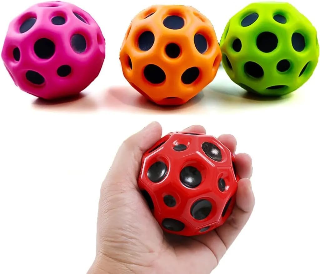 Rubber Moon Ball | Bouncy Coral Ball | Anti-Stress Soft Rubber Ball for Fun and Coordination