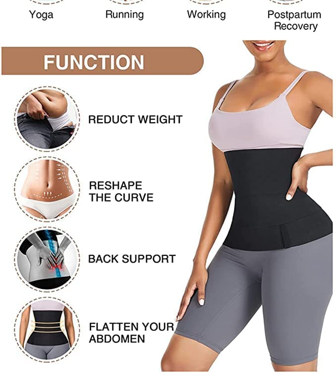 Waist Belt Elastic Band | Weight Loss Flat Belly Belt | Abdominal Belt for Post-Delivery Tummy Reduction | Tummy Wrap Waist Trainer (2 Meter)