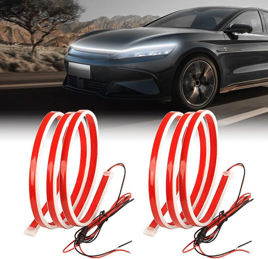 Exterior Flexible Daytime Running LED Strip Light for Car | Dynamic Car Hood LED Strip Light | Custom Car Decor (White Light)