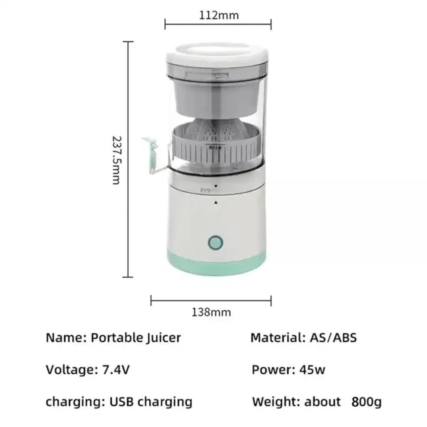 Electric Citrus Juicer | Wireless Rechargeable Squeeze Juicer | Portable Electric Fruit Juicer