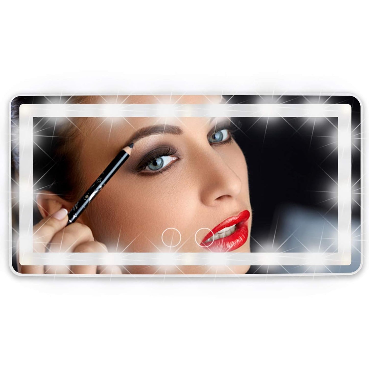 Rechargeable Car Vanity Mirror with LED Lights | Touch Screen LED Makeup Mirror for Car Sun Visor