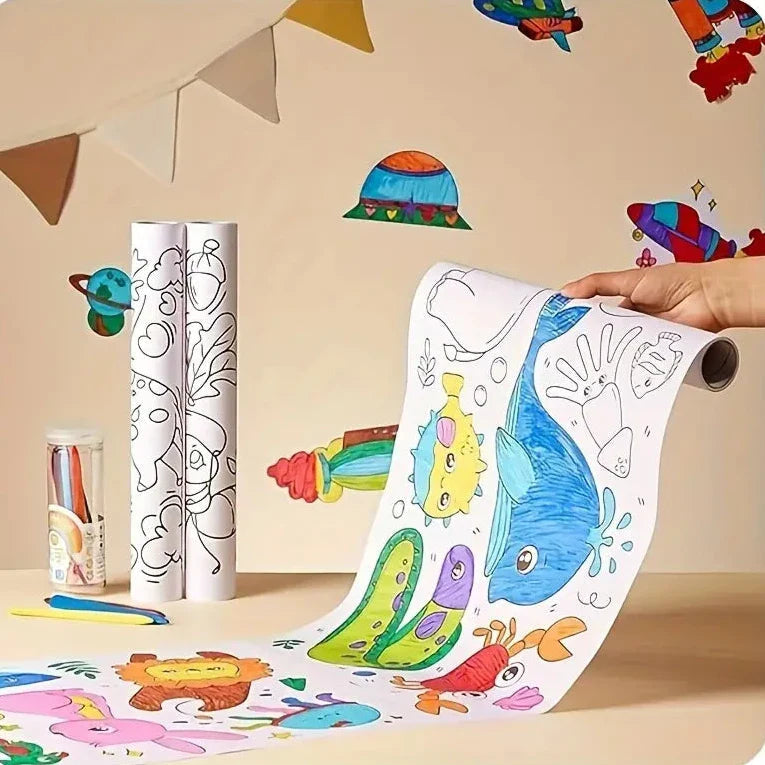 Children's Drawing Roll | 2024 New Sticky Coloring Paper Roll for Kids | 30CM x 3M DIY Painting & Early Educational Toy