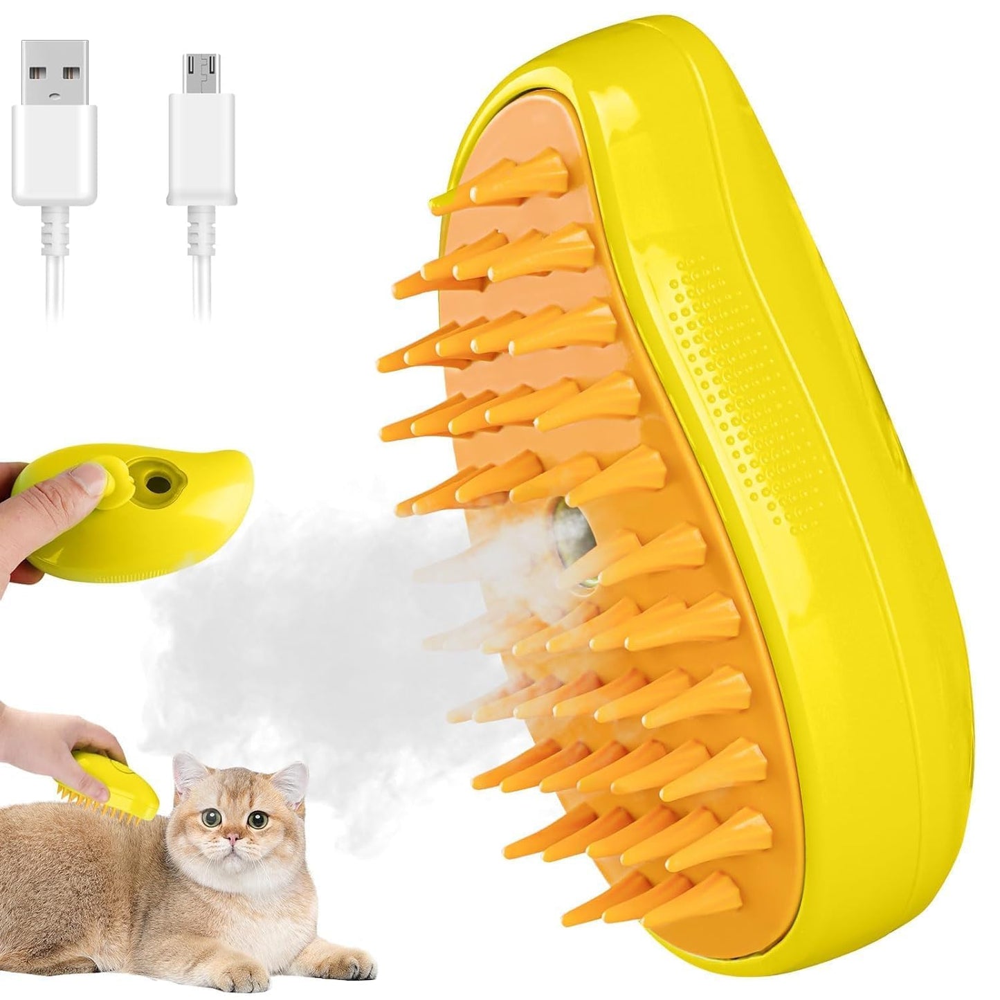 Weloxis 3-in-1 Cat Steam Brush | Pet Grooming, Massage, and Hair Removal for Cats & Dogs