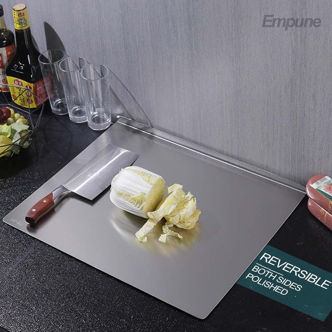 Stainless Steel Chopping Board with Rolling Pin | Durable, Hygienic Kitchen Essential for Cooking & Baking