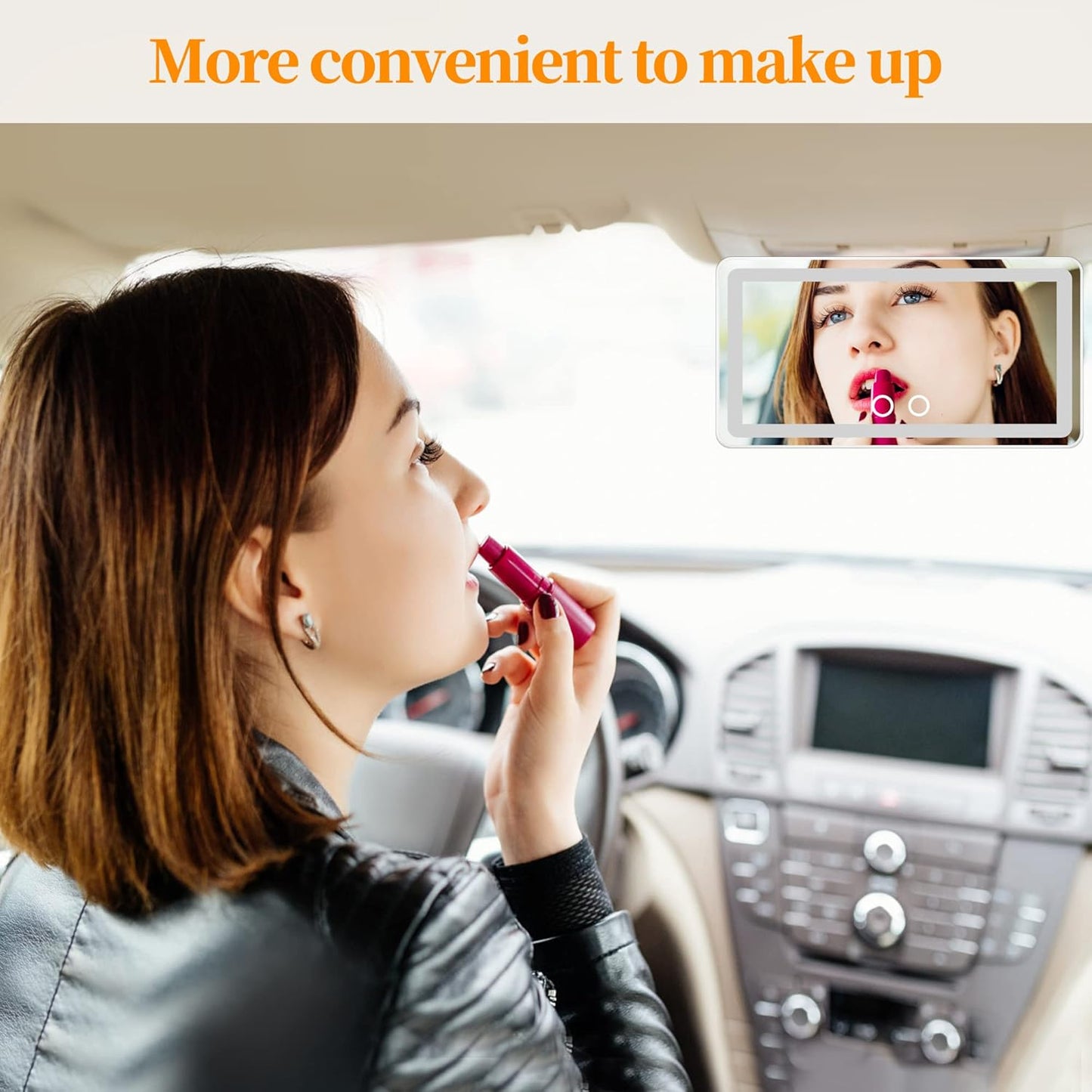 Rechargeable Car Vanity Mirror with LED Lights | Touch Screen LED Makeup Mirror for Car Sun Visor