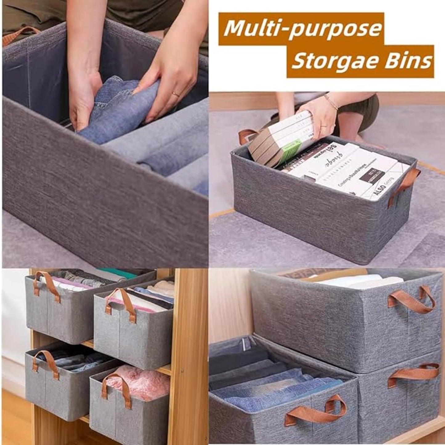 Foldable Clothes Organizer | 26L Fabric Storage Box with Metal Frame | Closet Storage Solution