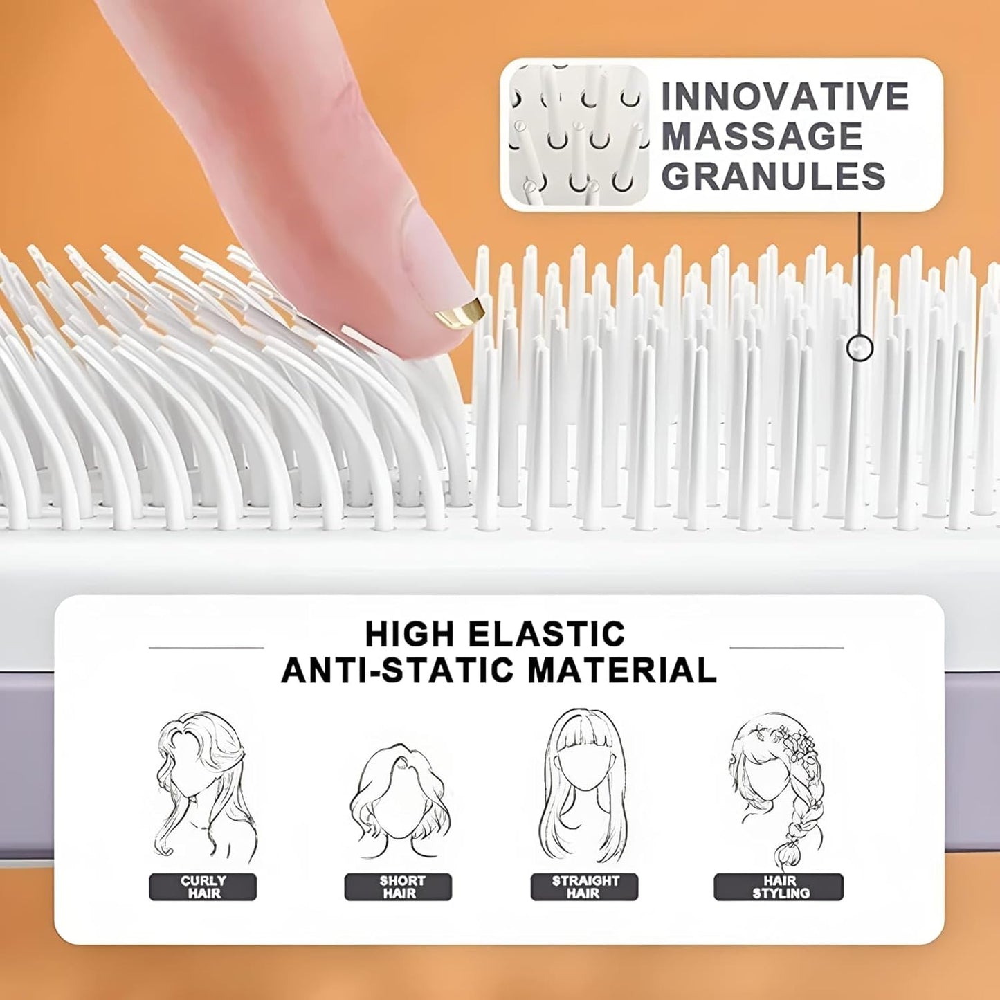 Self-Cleaning Anti-Static Massage Comb | Retractable Hair Brush for Easy Cleaning | Women's Multi-Color Hair Styling Tool