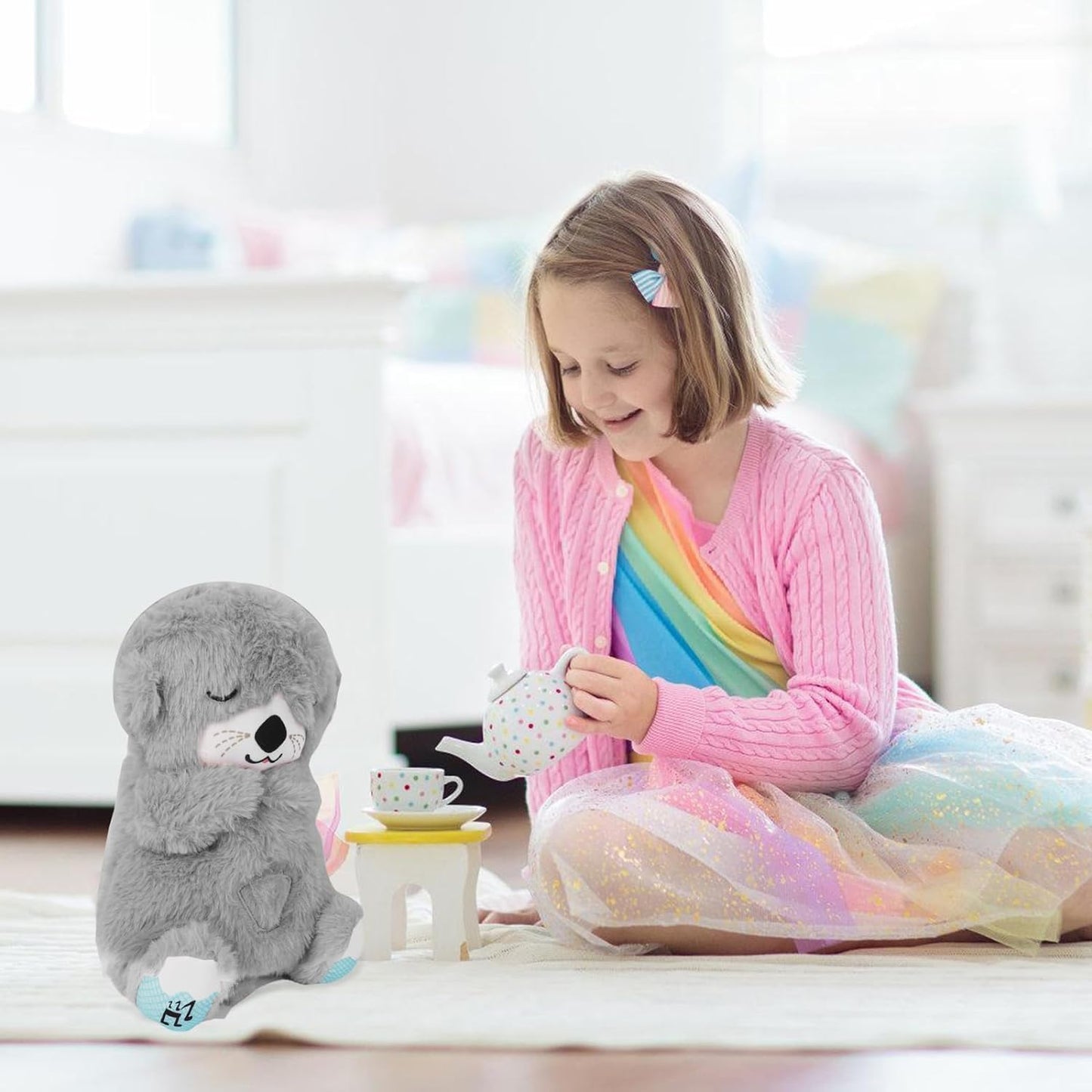 Glowing Music Otter | Sound & Light Soothing Toy | Baby Sleep Aid Teddy Bear with Breathing Effect