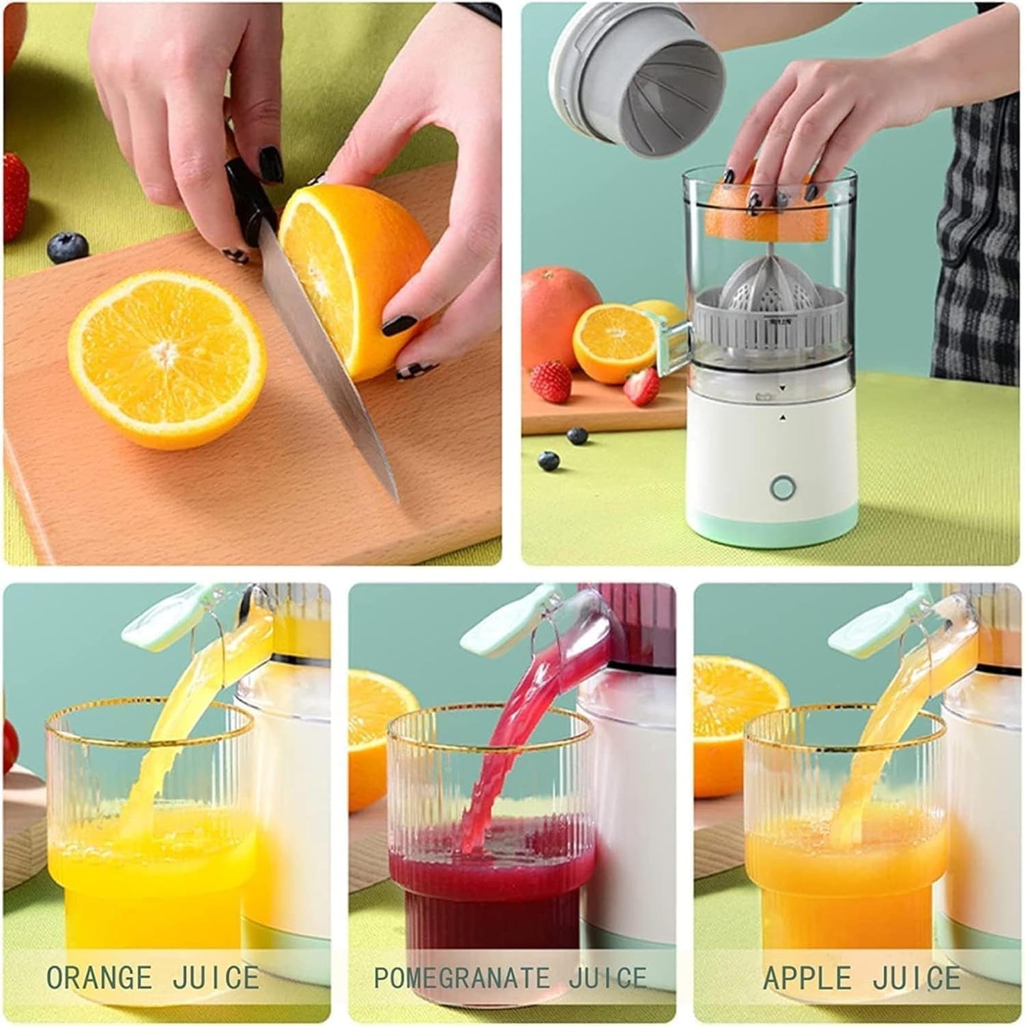 Electric Citrus Juicer | Wireless Rechargeable Squeeze Juicer | Portable Electric Fruit Juicer