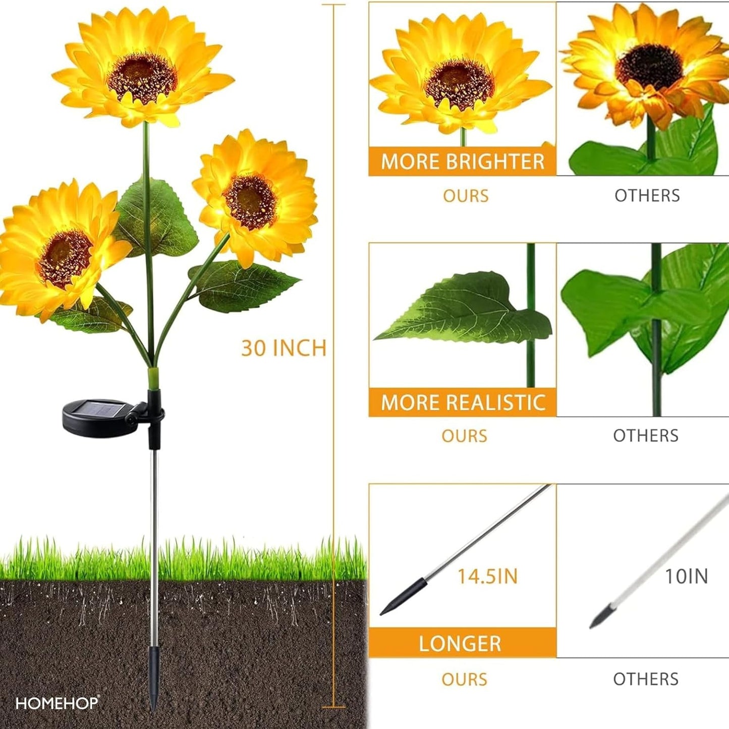 Sunflower Solar Garden Light | Flexible Solar-Powered Sunflower Light for Outdoor Decor