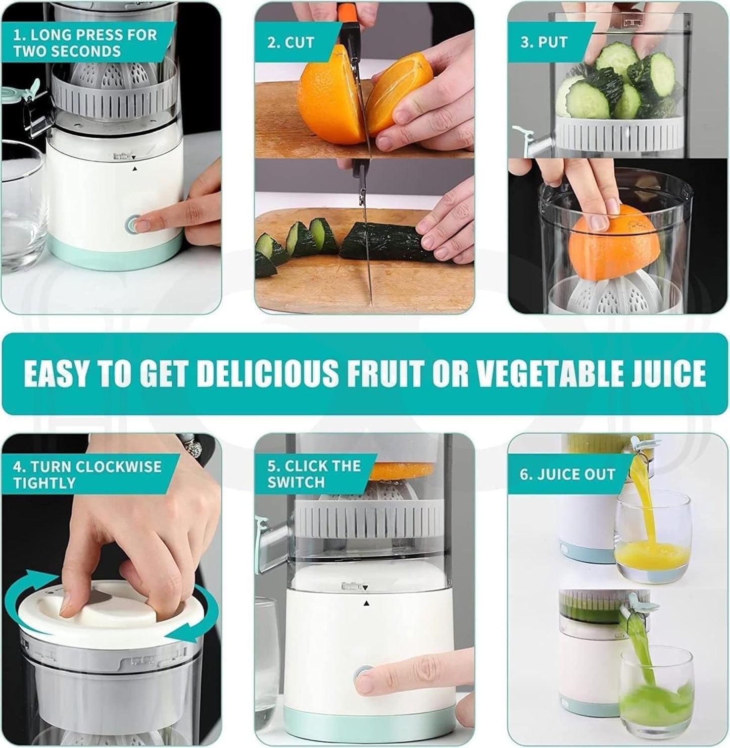 Electric Citrus Juicer | Wireless Rechargeable Squeeze Juicer | Portable Electric Fruit Juicer