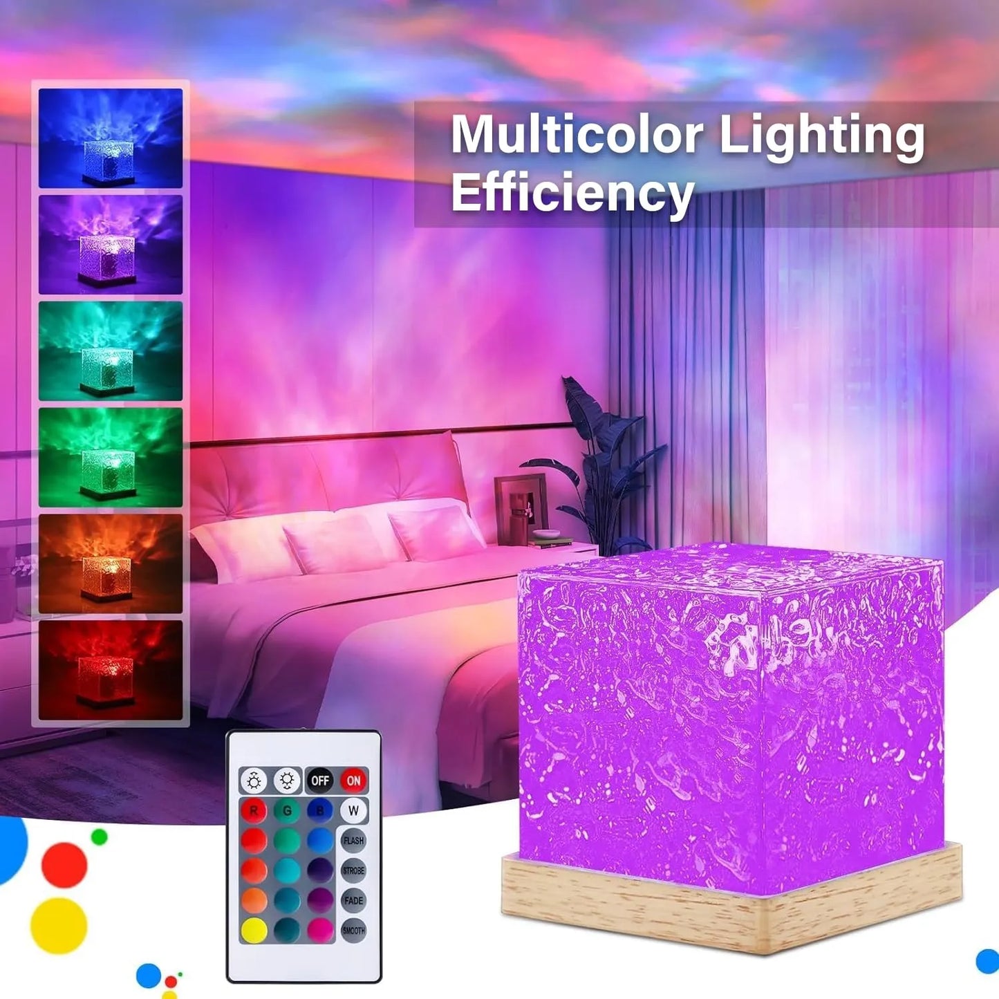 Projector Lights Ocean Wave, Romantic Warm Ocean Wave Water Night Light Projector 3D Water Wave Effect, Romantic LED Light Projector Projection Lamps Crystal Table Lamp for Bedroom Decor