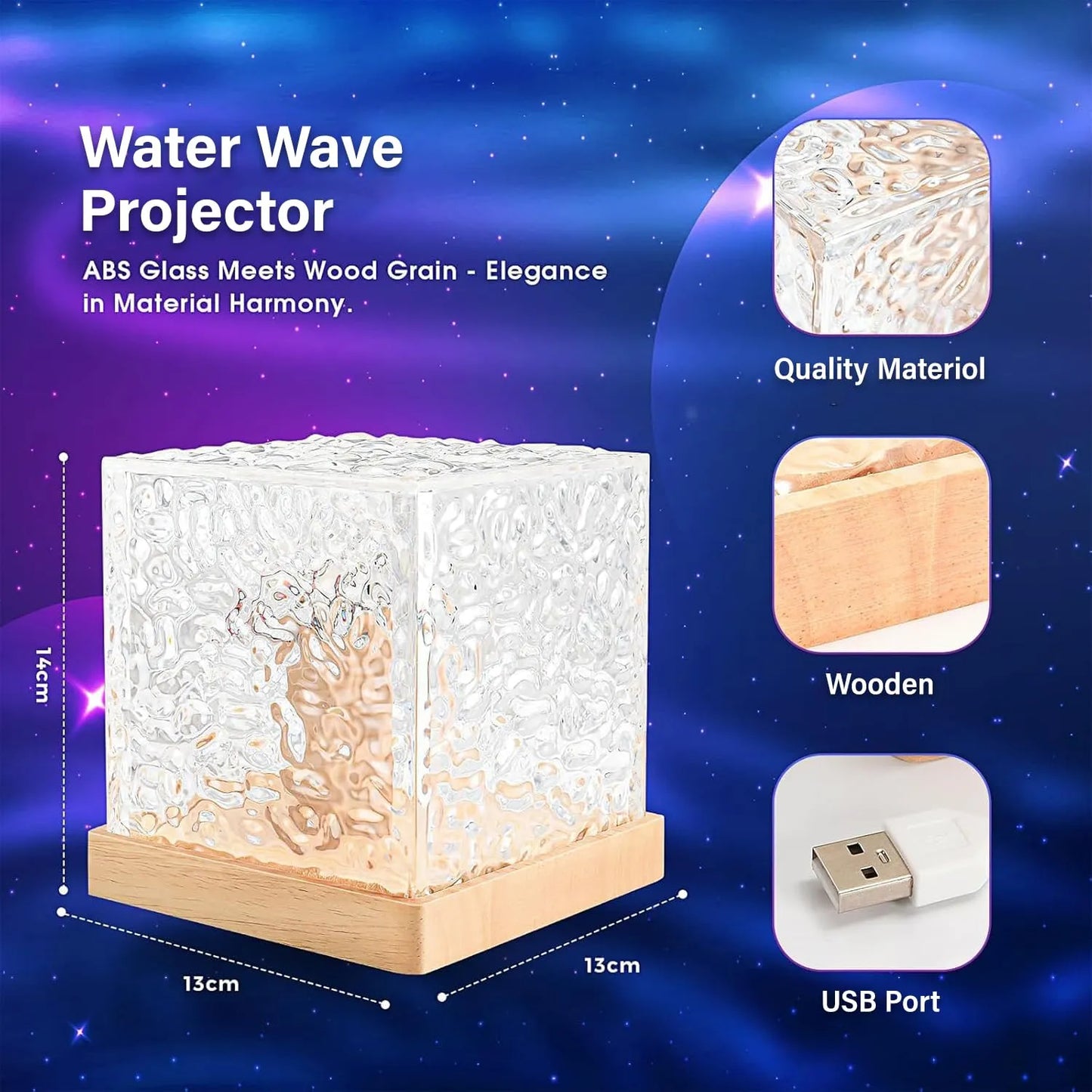 Projector Lights Ocean Wave, Romantic Warm Ocean Wave Water Night Light Projector 3D Water Wave Effect, Romantic LED Light Projector Projection Lamps Crystal Table Lamp for Bedroom Decor