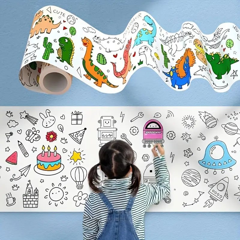 Children's Drawing Roll | 2024 New Sticky Coloring Paper Roll for Kids | 30CM x 3M DIY Painting & Early Educational Toy